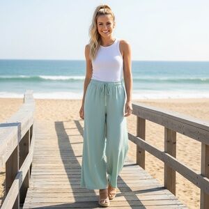 NWT Cups Wide-Leg Pull On Pants Beach / Swim Cover Up Summer Vacation Resortwear